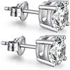 ZDaoBen Orecchini a Bottone Zirconi Cubici in Argento Sterling 925 Diamanti Simulati Ipoallergenici Orecchini Quadrati CZ Piercing Cartilagine Gioielli Regali per Donne Uomini 6 mm