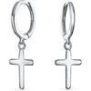 Bling Jewelry Piccoli Orecchini Pendenti Religiosi Semplici Con Croce Mini Hoop Huggie Per Donne Uomini Adolescenti In Argento Sterling .925