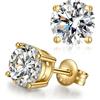 ZDaoBen Orecchini a Bottone Zirconi Cubici in Argento Sterling 925 Diamanti Simulati Ipoallergenici Orecchini Placcato in oro Quadrati CZ Piercing Cartilagine Gioielli Regali per Donne Uomini 7 mm
