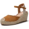 JOMIX Sandali Donna Estive Pantofole Ragazze Eleganti Zeppa Ciabatte Casual Chiusa Fibbia Mare Spiaggia Espadrillas SD9370 (Marrone Camel,38)