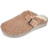 JOMIX Pantofole Donna Invernali con Fibbia Ciabatte da Casa Pelose Calde e Morbide in Sherpa Suola Antiscivolo Imbottite Chiuse Davanti Piatta Larga Comode per Anziane Nonne MD2424 Khaki 42