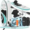 tectake® SUP Gonfiabile, Tavola SUP Versatile 2in1, Drop-Stitch, 3 Pinne con Pinna Removibile, 5 Anelli, Pagaia in Alluminio Regolabile, Antiscivolo in Schiuma EVA, Zaino per il trasporto - Rosso/Blu