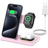 Aimtel 3 in 1 Stazione di Ricarica Wireless Pieghevole Compatibile con Apple Watch Series 11/10/Ultra 3/2/SE/SE3/,per iPhone 17/17 Pro/16/15/14/13/Air Pods Pro/4/3/2 Luci Notte Caricatore Wireless