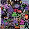 FOCRI 100 Pezzi Neon Adesivi, Impermeabile in Vinile Insegna Neon Stile Luce Adesivi, Cool Sticker Pack per Bottiglia D'acqua
