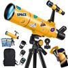 HUGERSTAR Telescopio Astronomico Professionale per Adulti e Bambini, 80/500mm Telescopio Rifrattore per Principianti (20X-150X) Portatile da Viaggio con Treppiede, Adattatore Telefono, Zaino e Adesivi