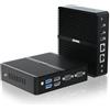 VENOEN Mini PC Industriale J6412, Industrial Pc Fanless Computer, 2xHD + 1xDP 3 display, 2x RJ45 Lan, 2x RS232 COM, WiFi, BT 4.2, 12V Linux mini pc 8GB DDR4 256GB M.2 SSD