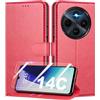 Mofurd Cover per Xiaomi Redmi 14C / Poco C75 Libro in Pelle PU, [con 2 Pezzi Pellicola Vetro Temperato] Custodia Portafoglio Antiurto [Blocco RFID] [Funzione di Supporto] [Slot Schede], Rosso