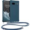 kwmobile Custodia Compatibile con Google Pixel 7a Cover - Back Case in Silicone TPU - Protezione Smartphone con Cordino - blu scuro