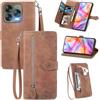 MOJIA Custodia Portafoglio per ZTE Blade V70 Vita / V70 Design, Pelle PU Flip Cover per Telefono con Guscio Interno in TPU, Multifunzione Porta Carte con Cinturino Polso. Marrone