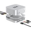 AKKYAJAURE Docking Station per Mac Mini M4/M4 Pro, 10 in 1 Hub e supporto in alluminio con custodia SSD M.2 NVMe, HDMI 4K60Hz10 Gbps USB-A*2, lettori di schede SD/TF, USB 2.0 (MC60-HDMI)