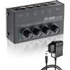 SinLoon HA400 Amplificatore per Cuffie Stereo a 4 canali, Mini Splitter Audio in Metallo con Controllo del Volume Indipendente, Uscita e Ingresso TRS da 1/4, con Adattatore 12V per Studio,