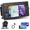 Motorsi 4GB+64GB Carplay Autoradio per Ford Transit Focus Mondeo Fusion con Android Auto, Car Stereo Schermo con GPS Navigation WiFi EQ RDS/FM SWC USB DSP Bluetooth Canbus + Telecamera Posteriore