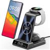 leQuiven Caricatore Wireless per Samsung, Stazione di Ricarica 3 in 1 per Galaxy S25 Ultra/S24/Z Fold/Z Flip 7/S23/S22, per Galaxy Watch 8/8 Classic/Ultra/7/6/5/4, Galaxy Buds3 Pro (Senza Adattatore)