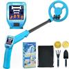 KAIWEETS Metal Detector Bambini, con Schermo LCD a Colori Animato, Asta Regolabile e Design Leggero, Set Completo con Zaino, Paletta, Rastrello e Monete Bonus - Rilevatore di Metalli Educativo