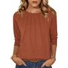Zeagoo maglietta da donna a maniche lunghe, girocollo, casual, con pieghe, tinta unita, basic, per autunno, stile rilassato, tuta, taglie S-XXL, Colore: rosa., XXL