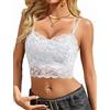 Avidlove Canotta da Donna in Pizzo Bustino Sexy Top Corto Spalline Sottili Bralette Canotta Scollo a V Senza Maniche per Festival e Feste Bianco XXL