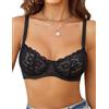 Avidlove Reggiseno da donna in pizzo floreale non imbottito push up Dirndl BH classico balconcino con ferretto Bralette biancheria intima per tutti i giorni, rosa, S
