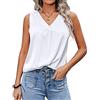 Zeagoo Canotta da Donna, Camicetta Estiva Senza Maniche, Maglietta con Scollo a V, Maglietta Casual, Camicetta Bianca L