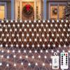 CCILAND Luci a Rete da Giardino a Batteria 3M x 2M, 200 LED Luci a Maglia con Telecomando 8 Modalità Luci Fatate Stringa Esterni Impermeabile Dimmerabile per Cortile Camera da Letto Soffitto Patio