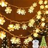 FZIFZI Luci Natale Esterno Batteria, 40 LED 6M Catena Luminosa Fiocco di Neve, 8 Modalità Luci Natalizie Decorazione, Bianco Caldo Luci Albero di Natale per Matrimonio, Decorazione Della Stanza, Interno