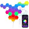 MeRGBW-Home 20 Pannelli LED Hexagon Luminoso, RGB Hexa Luci a Muro per Interni con APP, Cambia Colore a Ritmo di Musica, Lampade da Parete Esagonale per Gaming, Cameretta, Soggiorno, Sala Giochi