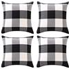 ORANIFUL Copricuscini a Quadri Buffalo 50cm x 50cm Set di 4 Federe Decorative Quadrate in Lino a Quadri per Divano Poltrona Camera da Letto Casa Soggiorno 50x50 cm (50x50 cm) (Nero e Bianco)