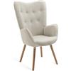 MEUBLE COSY Poltrona Imbottita Sedia da Salotto con Braccioli Poltroncina Relax in Tessuto con Schienale Alto Gambe in Legno per Camera da Letto Soggiorno