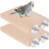 XRVRILE 2 Piattaforme in Legno Naturale per Uccelli 13×9 CM, Posatoi Rettangolari Accessori Gabbia per Uccelli, Trespolo in Legno per Pappagalli Calopsite Canarini Parrocchetti Criceti Cincillà