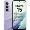 XIAOMI Redmi 15, Smartphone 8+256GB, DotDisplay FHD+ 144Hz da 6,9, Snapdragon 685, doppia fotocamera AI da 50MP, Batteria da 7000mAh, Garanzia di 2 anni, Viola, Caricabatterie non incluso