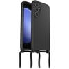 OtterBox Cover React Necklace per Samsung Galaxy S23 FE, Custodia Ultra sottile, resistente a shock con cordino a collana, adattabile e intercambiabile, testata a norme MIL STD 810G, Nero