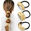 ZHXMALL Set 3Elastico per Capelli in Metallo, Elastici Dorati da Donna, Geometrici, per Code di Cavallo, Adatti a Donne e Ragazze