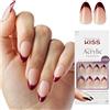 kiss new york KISS Acrylic French Nude Nails Kit - Catchy - Kit completo con colla per unghie finte corte, coffin shape e french nude con punta viola. Manicure duratura fino a 7 giorni.