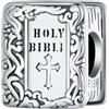 Qings Ciondolo Bibbia per Bracciali e Collane in Argento Sterling 925 Vintage Charm Ciondolo a Croce Gioielli Religiosi Regali di Compleanno per Donne