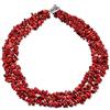Bling Jewelry Gemma Di Corallo Rosso Tinto Chunky Cluster Bib Chips Multi Strand Statement Necklaces Chiusura Placcata In Argento