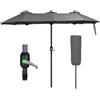 VOUNOT® Ombrellone da Giardino, Ombrellone Rettangolare da Esterno, in Alluminio, 300 x 150 cm, Protezione Solare UV50+, Grigio