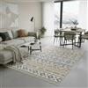 Jimri Fashion4Home Tappeto a pelo corto, boho Kelim, per soggiorno, camera da letto e cucina, per corridoio, cameretta dei bambini, in ceramica, grigio chiaro, oro, 140 x 200 cm
