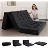 MAXYOYO Materasso Pieghevole 15 cm Singola, Comodo con Tessuto Chenille, Divano Letto Futon a Tre Posti per Ospiti, Topper da Terra per Campeggio