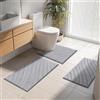 SHACOS Set di tappetini da bagno morbidi da 3 pezzi, antiscivolo, assorbenti, lavabili in lavatrice, tappetino da bagno per WC, grigio chiaro, 40 x 60 cm+50 x 80 cm+U50 x 60 cm
