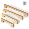 KOVNISE Maniglie in Legno per Armadietti Maniglie in Legno Massello di Faggio Colore Legno Originale Stile Semplice e Moderno per Armadietti Porte Cassetti Comò Cassetti (2, 96MM)