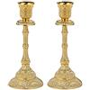 OwnMy - Set di 2 portacandele conici in metallo vintage a colonna, 18,8 cm, eleganti portacandele in ottone, per centrotavola da pranzo, decorazione per la casa, colore: oro