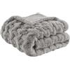 Madison Park Ruched Fur Luxury Throw Grey 50 x 60 Premium Soft Cozy Brushed Long Fur for Bed, Coach or Sofa