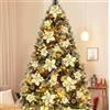 Geefuun Aureate - Fiori di Natale artificiali, decorazioni per albero di Natale, oro glitterato, con clip