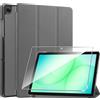 Rojeuinn Cover per Samsung Galaxy Tab A11+ / A11 Plus / A9+ / A9 Plus custodie+1 Pezzi Vetro Temperato,Gomma Protezione Protettivo,Ultra Sottile Antiurto Anti-Graffio TPU Flessibile Case-Grigio