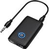 OQIMAX Adattatore Audio Bluetooth 5.0, Ricevitore Trasmettitore Bluetooth 2 in 1, Adattatore AUX per cuffie, Bassa Latenza e Riduzione del Rumore, Trasmettitore HiFi per Canale Stereo, Auto, TV