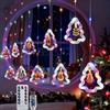 Qoosea Luci a Tendina Natalizie Telecomando, 100 LED Luci USB, 8 Modalità di Illuminazione, Funzione Timer, IP44 Impermeabile, per Albero di Natale, Finestra, Decorazione Casa