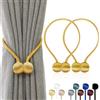 TopHomer 2 Pezzi Fermatenda Magnetici con Calamita Forte, 10 Colori, Raccolgitenda Magnetico Reggitenda per Soggiorno, Camera da Letto, Bagno e Ufficio (oro)