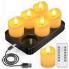 PChero Tea Light Candele, 6 Pezzi Ricaricabile Candele Tealight Luci a Led Batteria Natalizie Decorative Finte Piccolo Elettriche Effetto Reale Per Halloween Natale Casa Decorazioni