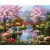 OWN4B Kit per ricamo a punto croce, con immagini prestampate sul giardino, vista lago, 11 ct, 36 x 46 cm, kit per ricamo fai da te