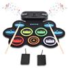 Yapasopu Kit di batteria elettronica Portatile con 9 Drum Pad,doppi altoparlanti stereo,Kit batteria arrotolabile con pedali e bacchette,supporto cuffie/Bluetooth/MIDI,Regalo per bambini principianti