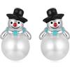 Qings Orecchini Pupazzo di Neve per Donne 925 Argento Sterling Piccoli Cappelli Babbo Natale Carino Perla Orecchini Vacanze Anno Nuovo Gioielli Accessorio